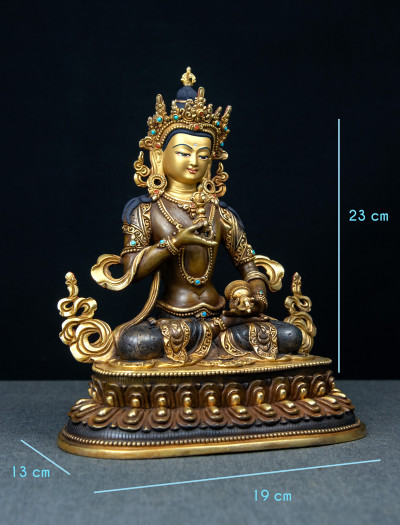 Vajrasattva- Double lotus- 9 inch 24k Part-gold two-toned antique 