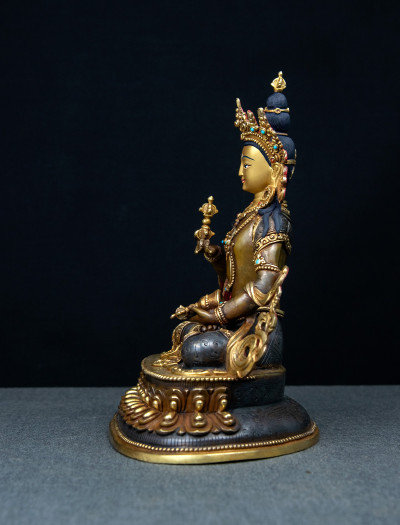 Vajrasattva- Double lotus- 9 inch 24k Part-gold two-toned antique 