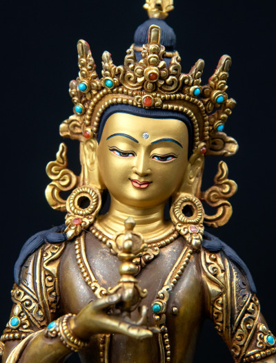 Vajrasattva- Double lotus- 9 inch 24k Part-gold two-toned antique 