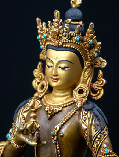 Vajrasattva- Double lotus- 9 inch 24k Part-gold two-toned antique 