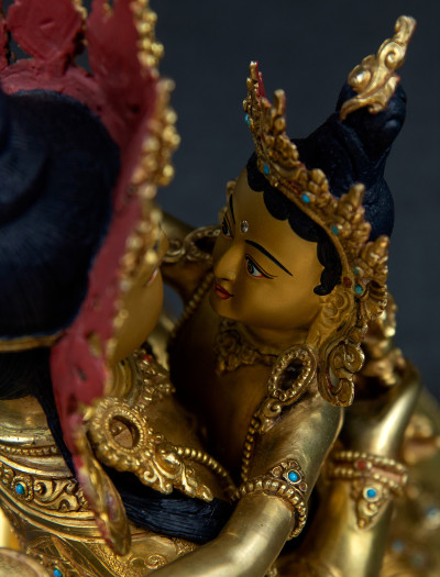 Vajrasattva Yabyum- Double lotus- 12 inch Full-gold antique (1.1)
