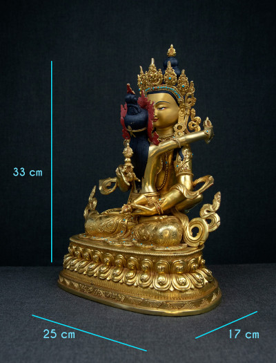 Vajrasattva Yabyum- Double lotus- 12 inch Full-gold antique (1.1)