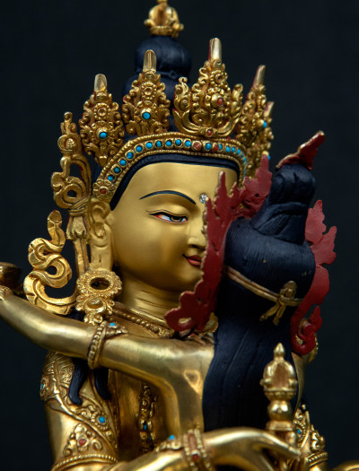 Vajrasattva Yabyum- Double lotus- 12 inch Full-gold antique (1.1)
