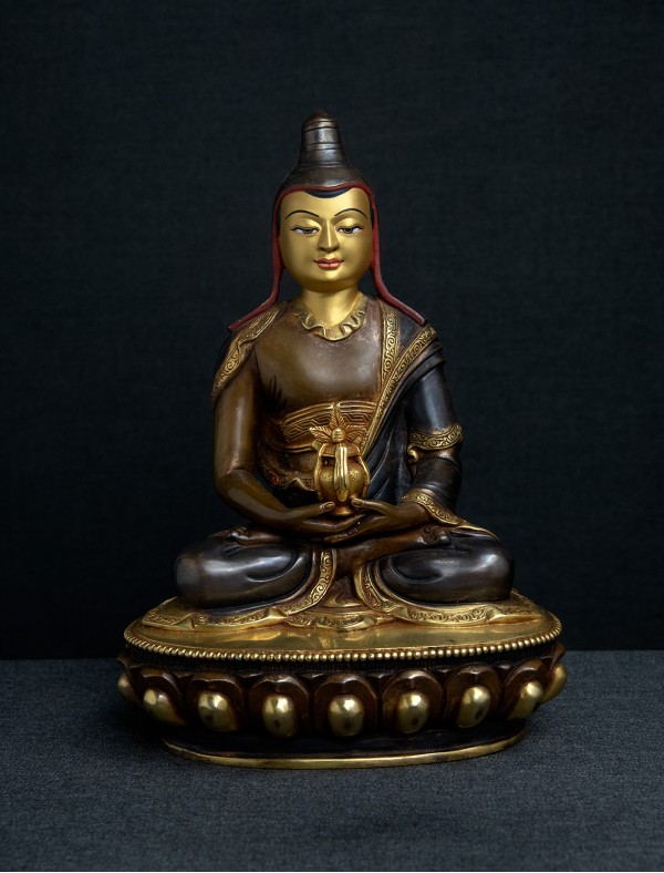 Vimalamitra- 9" inch 24k Part-gold two-toned antique