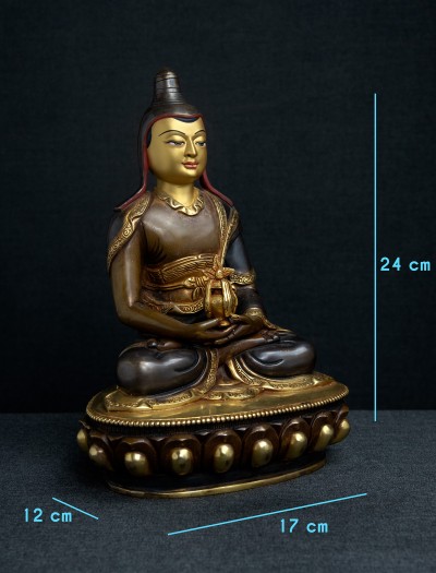 Vimalamitra- 9" inch 24k Part-gold two-toned antique