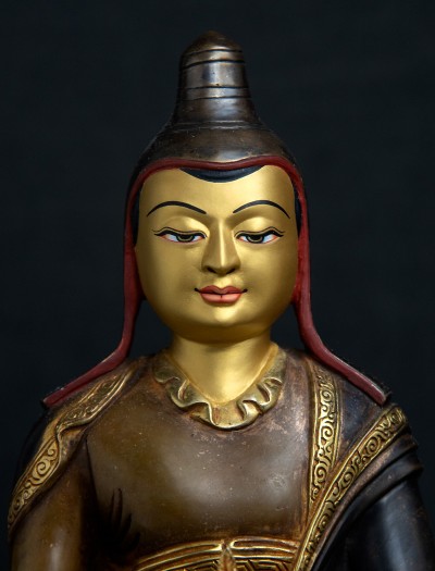 Vimalamitra- 9" inch 24k Part-gold two-toned antique