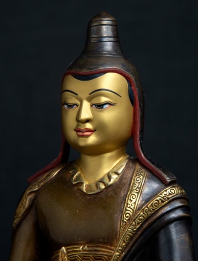 Vimalamitra- 9" inch 24k Part-gold two-toned antique