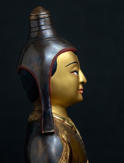 Vimalamitra- 9" inch 24k Part-gold two-toned antique