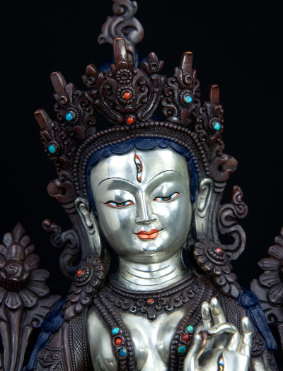 White Tara- 12 inch Part-Silver antique