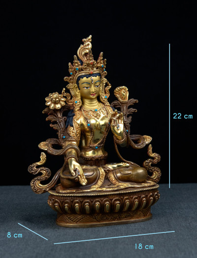 White Tara- 8 inch 24k Part-gold 