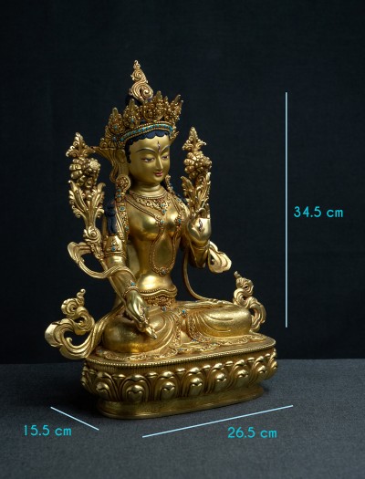 White Tara- 13 inch 24k Full-gold antique