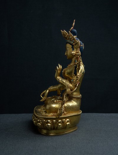 White Tara- 13 inch 24k Full-gold antique