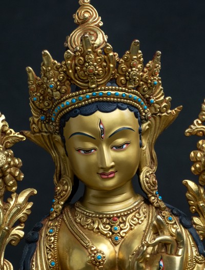 White Tara- 13 inch 24k Full-gold antique