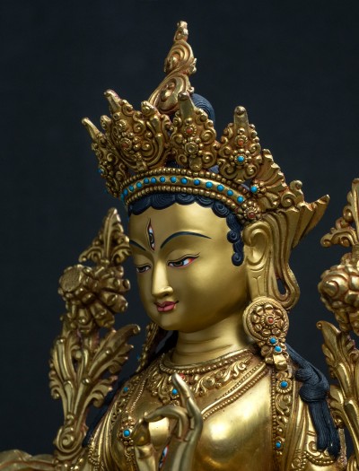 White Tara- 13 inch 24k Full-gold antique