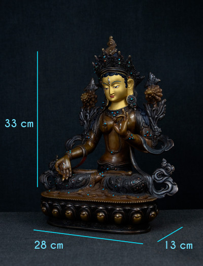 White Tara- 12 inch Copper two-toned antique