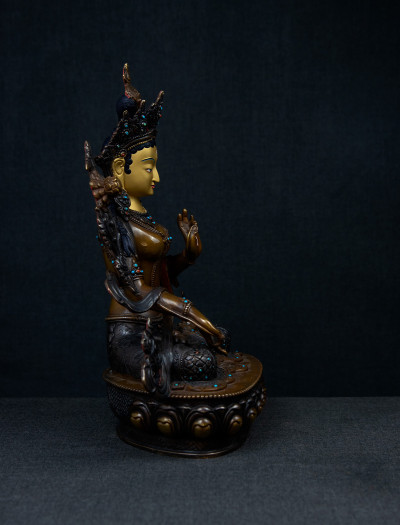 White Tara- 12 inch Copper two-toned antique