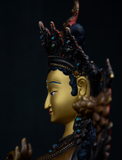 White Tara- 12 inch Copper two-toned antique