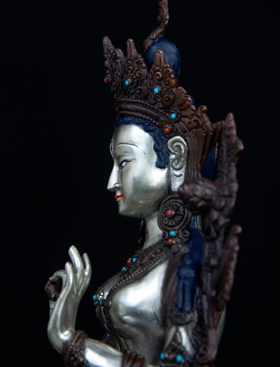 White Tara- 13 inch Part-Silver antique