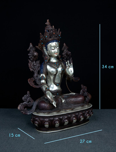 White Tara- 13 inch Part-Silver antique