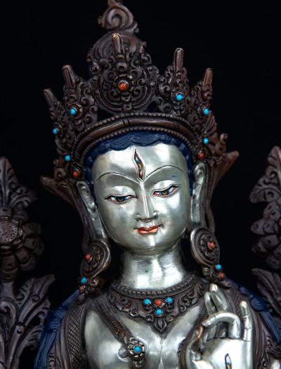 White Tara- 13 inch Part-Silver antique