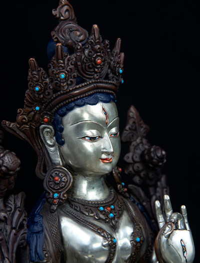 White Tara- 13 inch Part-Silver antique
