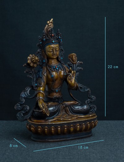 White Tara- 8 inch Copper two-toned oxidized