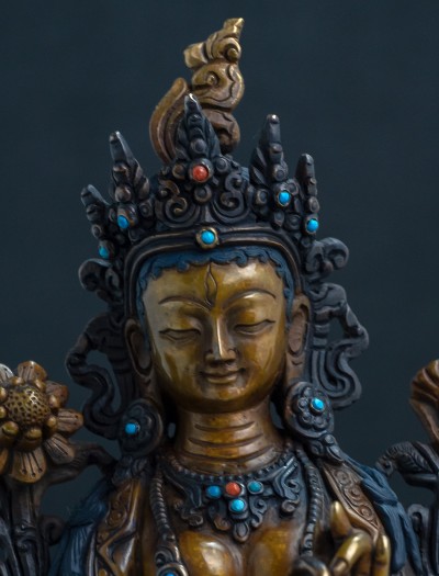 White Tara- 8 inch Copper two-toned oxidized