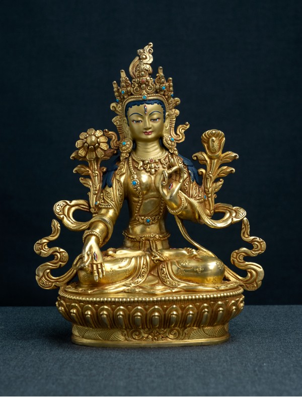 White Tara- 8 inch 24k Full gold antique