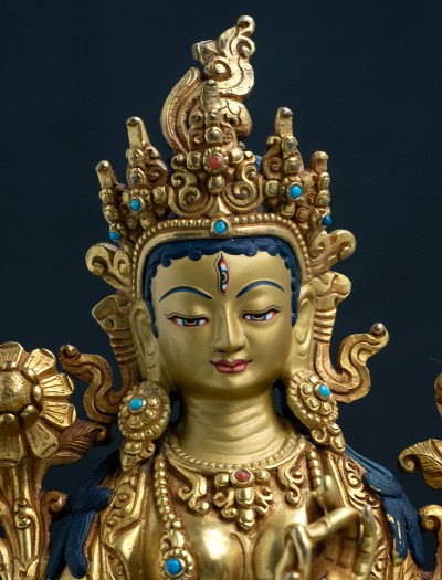 White Tara- 8 inch 24k Full gold antique