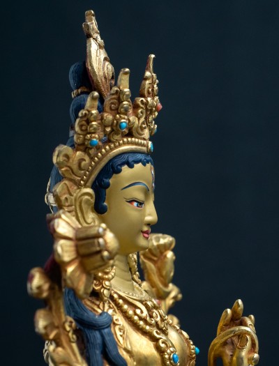 White Tara- 8 inch 24k Full gold antique