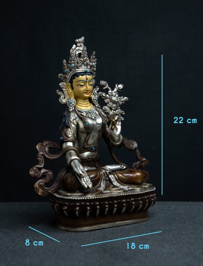 White Tara- 8 inch Part-Silver 