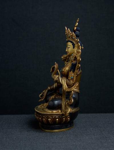 White Tara- 8 inch 24k Part-gold two-toned antique