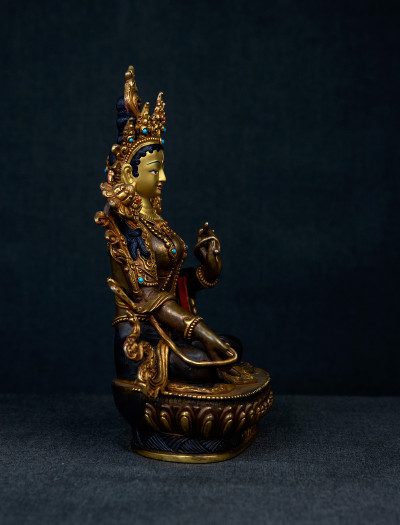 White Tara- 8 inch 24k Part-gold two-toned antique