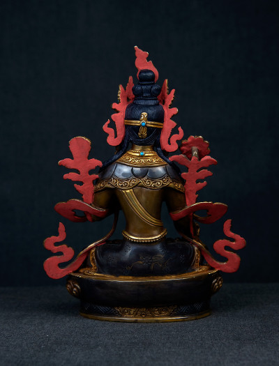 White Tara- 8 inch 24k Part-gold two-toned antique