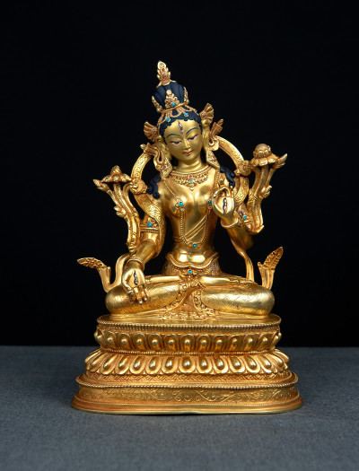White Tara- 9 inch 24k Full-Gold antique 