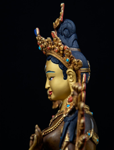 White Tara- 8 inch 24k Part-gold Two-toned antique (2.1)