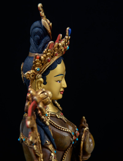 White Tara- 8 inch 24k Part-gold Two-toned antique (2.1)