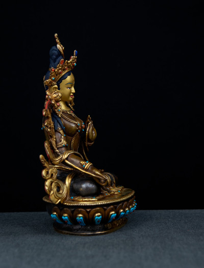 White Tara- 8 inch 24k Part-gold Two-toned antique (2.1)