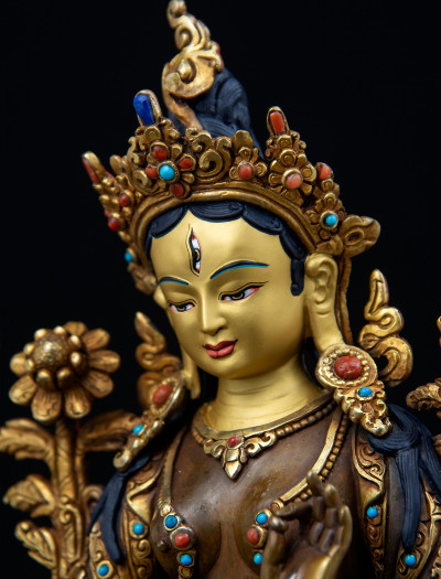White Tara- 8 inch 24k Part-gold Two-toned antique (2.1)